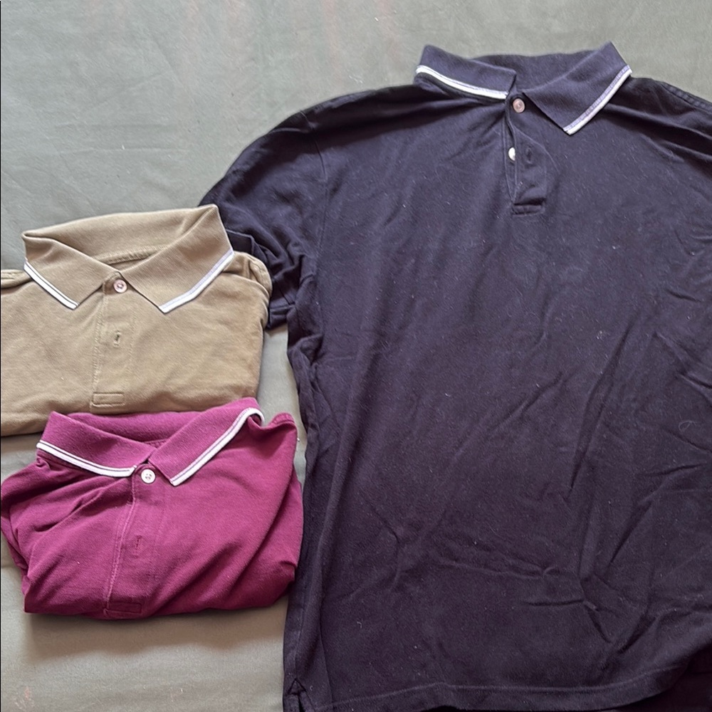 Men's Polo Shirt Set - Black, Tan, Burgundy (3 for $17)